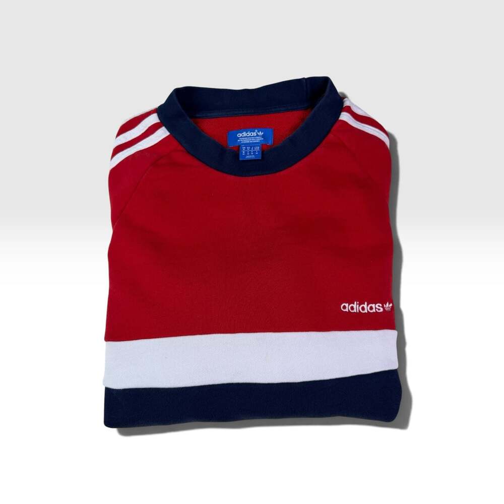 Vintage Adidas Originals Trefoil Colorblock 3 Stripe Crewneck Sweatshirt M